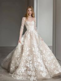 最新の結婚式を服を着る花嫁の王女の恋人のためのラインを取り外しやすいフルスリーブカスタムメイドとサイズのベスティドス・デヴィアス