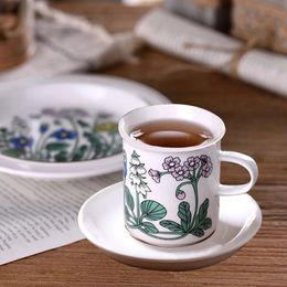 French Vintage Coffee Cup And Saucer Set Water Flower Series Afternoon Tea Home Creative Ornaments 240301