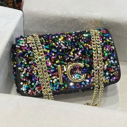 Sequin Designer Bag Luxury Shoulder Bag Chain Crossbody Bags Shimmer Dinner Bag Chain Cross Body Wallet Designer Top Mirror Quality Tote Bag Magnetic Buckle Hand Bag