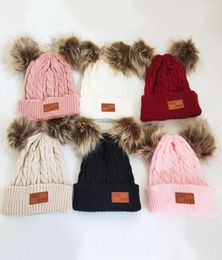 Winter Hat Boys Girls Knitted Beanies Thick Baby Cute Hair Ball Cap Infant Toddler Warm Cap Boy Girl Pom Poms Hats5762668