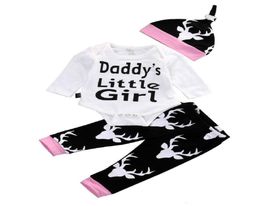 Baby Girls Clothes Toddler Clothing Set Kids Romper Suit Long Sleeve Pyjamas 3pcs Daddy039s Little Girl Printed Rompers Le1832404