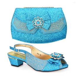 Dress Shoes Doershow Beautiful High Quality African Style Ladies And Bags Set Latest Blue Italian Bag For Party HAD1-4