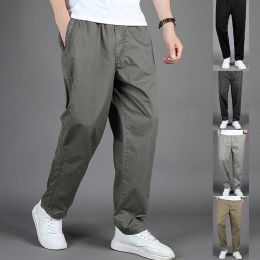 Pants 1x Men's Overalls Solid Color Slim Fit Breathable Sports Thin Pants Lightweight Elastic Combat Work Pants Long Pants XL6XL