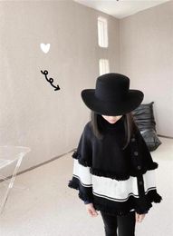 High quality autumn winter Sweet Kids Girls Knitted Sweater Capes Poncho Crochet Batwing Sleeve grey black Colour Toddler Baby Jack6760144