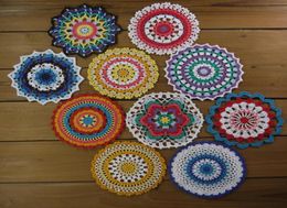 10 Piece Colorful Mandala Doilies Hand Dyed Vintage Crochet Doilies Small Craft Round Coasters 665 inch Doilies7030782