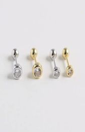 Stud Sterling Silver Earring Fashion Zircon Round Screw Ear Bone Nails Wild Simple Trend Female Girl JewelryStud3359460