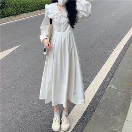 Dress Long Sleeve Dresses Women Solid Harajuku Preppy Style Lovely Ladies Hot Sale Autumn Chic Design Allmatch Holiday Vestidos Ins