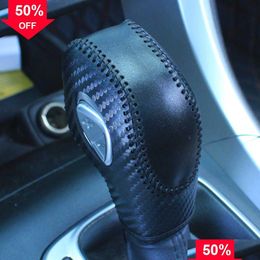 Other Interior Accessories New Car Pu Leather Carbon Fibre Gear Shift Knob Er For Ford Ecosport Escape Fusion C-Max Energi Waggon Fiest Dhwxg