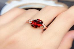 Chic Concise Cross Red Crystal Ruby Gemstones Diamonds Rings for Women Rose Gold White Silver Color Jewelry Fashion Accessories5552788