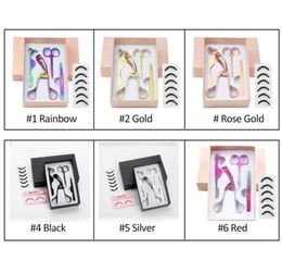 4Pcslot Rose Gold Eye Lashes curler Stainless Steel Makeup Set Eyelash Eyebrow Tweezers Scissors False Eyelash Applicator KITS9999892