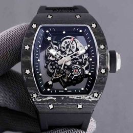 Richa Mechanics Watches Luxury Wristwatch Business Leisure Mens Rm055 Automatic Mechanical Mill Black Carbon Fiber Tape Mens High Quality