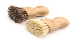 Handheld Wooden Brush Round Handle Pot Brush Sisal Palm Dish Bowl Pan Cleaning Brushes Kitchen Chores Rub Cleaning Tool DHA9089341464