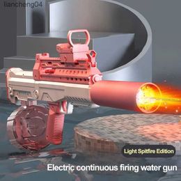 Gun Toys Electric Water Gun with Light High-Tech Automatic Flaming Fire Large Capacity Summer Party Beach Outdoor Toys for Kid Adult Gift