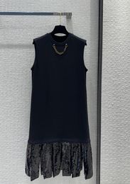 Party Dresses Spring And Summer Sequin Mosaic Black Sundress Design Sense H Version Skirt Minimalist High-grade