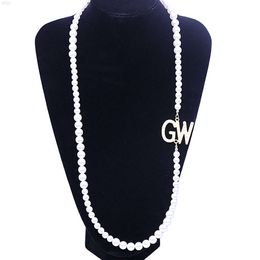 Fashion Jewellery High Polished Pearl Necklace Initial Gw George Washington University Gold Plated Charm Gorgeous Women Necklaces