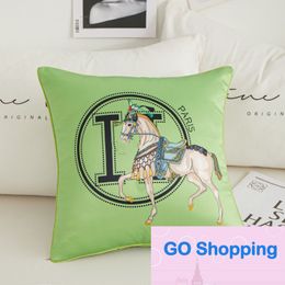 Classic Modern Simple New Tribute Satin Printed Big Horse Pillow Home Sofa Seat Cushion Sample Room Bedside Backrest