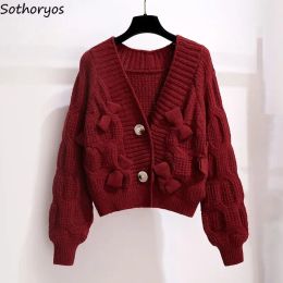 Cardigans Cropped Cardigan Women 6 Colours Sweet Casual Knitted Warm Baggy Korean Style Soft Allmatch Tender Girls Fashion Streetwear Cosy