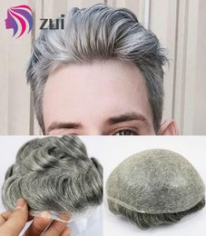 Thin Skin Toupee for Men Men039s Hair Pieces Replacement System Color Human Hair Mens Wig7447752