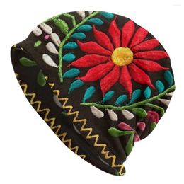 Berets Spanish Flowers Mexican Art Skullies Beanies Hats Printed Summer Men Women Outdoor Caps Warm Dual-use Bonnet Knitted Hat