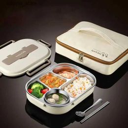 Bento Boxes 304 stainless steel compartment insulated lunch box office worker students sealed portable bento Microwae Heating food container L240307