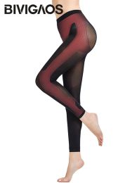 Leggings BIVIGAOS Women Ultra Thin Body Shapers Leggings 3Stage Pressure Sleeping Pants Black Sexy Slimming Pyjama Leggings Shapewear