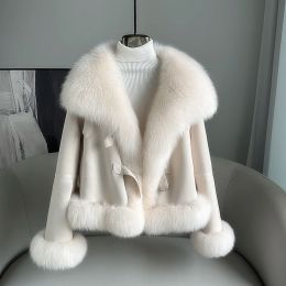 Fur Hot Sales 2023 Autumn/Winter New Slim Large Collar Fox Fur Coat Goose Down Inner High Quality Warm Fluffy Big Collar Short Suede
