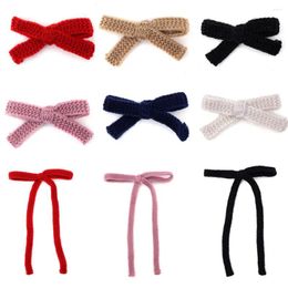 Hair Accessories 001F Wool Knit Bows Cute Hairpins Girls Duckbilled Clips Barrettes Solid Clip Kids Headwear Fashion