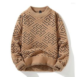Men's Sweaters Bronze Pattern Pullover Cashmere Thickened Warm Fashion Casual Loose Comfortable High Quality Large Size Sweater M-3XL