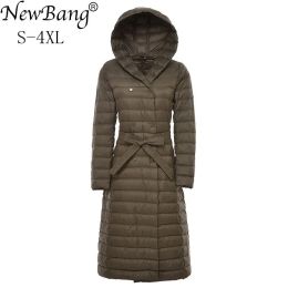 Coats NewBnag 4XL Long Down Women Duck Down Jacket Winter Coat Woman 2019 Feather Warm Slim Windbreaker Female Hooded Outerwear