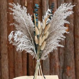 Decorative Flowers Dried Pampas Grass Bouquet Wedding Flower ArrangementReal Natural Eucalyptus Boho Home Living Room Christmas Decor