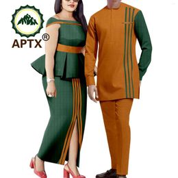 Ethnic Clothing African Couple Matching Outfits Wedding Dress Women Sexy Top Skirt Men Robe Shirt Pants Suit Set Daily Party Love Wear