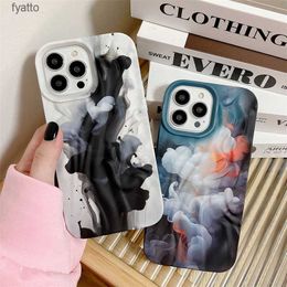 Cell Phone Pouches Art Ink Dreamy Cloud Pleated Pattern Phone Case Pro Max Cute Wrinkle Silicone Shockproof Soft CoverH240307