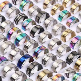 Band Rings Bk Fashion Mticolor Stainless Steel Band Rings For Women Men Mix Different Style Party Jewellery Gifts In Wholesale Drop Del Dhkbw