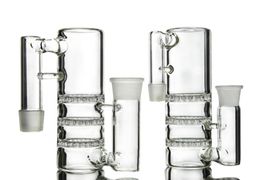 6 Inch Triple Percolator Ash Catcher 14mm 18mm Joint Glass Ashcatcher 90 Degree Clear Colour Smoking Bong Accessories ASHP205 20726037155