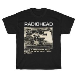 Radiohead Print T Shirts for Men Retro Casual T-shirts Summer 100% Cotton Short Sleeve Tops Rock Streetwear Tees Y2K Clothes 240227