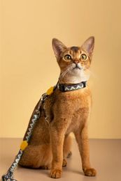 Cat Polyester Lead Leash Harnesses Suspenders Set Adjustable I-font Structure Anti-Break Vest 240229