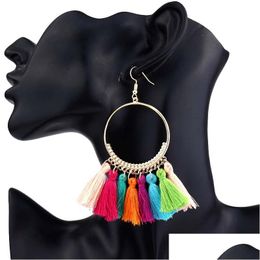 Dangle & Chandelier Bohemian Ethnic Fringe Tassel Dangle Earrings For Women Large Big Round Long Statement Drop Earring Girls Fashion Dhvot