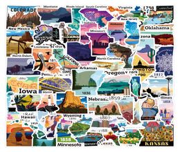 52pcs Colourful Beautiful USA States Map of the America Stickers National Park Stickers Graffiti Sticker7149781