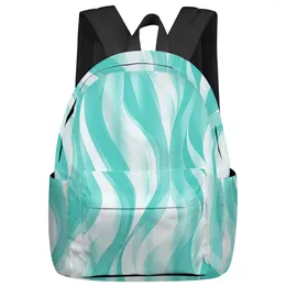 Backpack Abstract Gradient Line Color Block Twisted Green Women Man Backpacks Waterproof School For Student Girls Bag Mochila