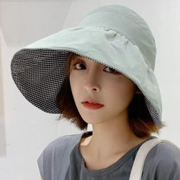 Wide Brim Hats Cotton Sunscreen Hat Foldable Big Sun UV Protection Double Sided Empty Top Cap