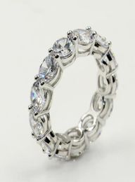 Drop High Quality Circle Ring Luxury Jewelry 925 Sterling Silver Round Cut Full 6MM White Topaz CZ Diamond Women Wedding 4007912