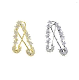 Hoop Earrings 2022 Christmas Gift Fashion Women Jewelry Multi CZ Star Band Unique Trendy Stars Safety Pin Earring4044413
