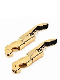 Golden Color Wine Corkscrew Stainless Steel Bottle Opener Knife Pull Tap Double Hinged Corkscrew Gifts T2I527781957390