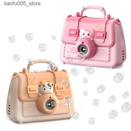 Novelty Games Baby Bath Toys Cute Animal Camera Bubble Machine Summer Toy Childrens Girl Cat Cow Handbag Automatic Outdoor Game Electric Toy Q240307