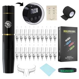 Dragonhawk Wireless Tattoo Kit Permanent Makeup Machine Cartridge Needles Tattoo Supplies TZ-208