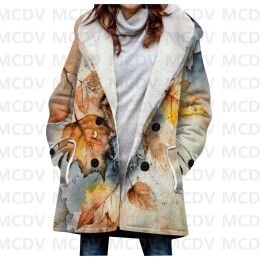 Jackets Retro Flowers 3D Printed Fleece Hooded Cloak Women Thick Warm Coat Women's Winter Warm Overcoat Casual Clothes 11 Color