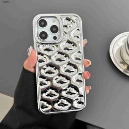 Cell Phone Pouches Glossy Plating Silver Phone Case Pro Pro Max Fashion Metallic Colour Silicone Shockprof CoverH240307