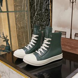 175 High Shoes Street Brand Walking Sneaker Sneaker Olive Green Bottom Men Top Round dedo Mulheres Soled grossas 306