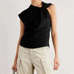 Women's T Shirts T-shirt 2024 Spring Asymmetric Pure Cotton Sleeveless Top Undershirt Korean Fashion Pullover Clothing Sales
