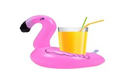 Inflatable Flamingo Drinks Cup Holder Pool Floats Bar Coasters Floatation Devices Children Bath Toy3735715